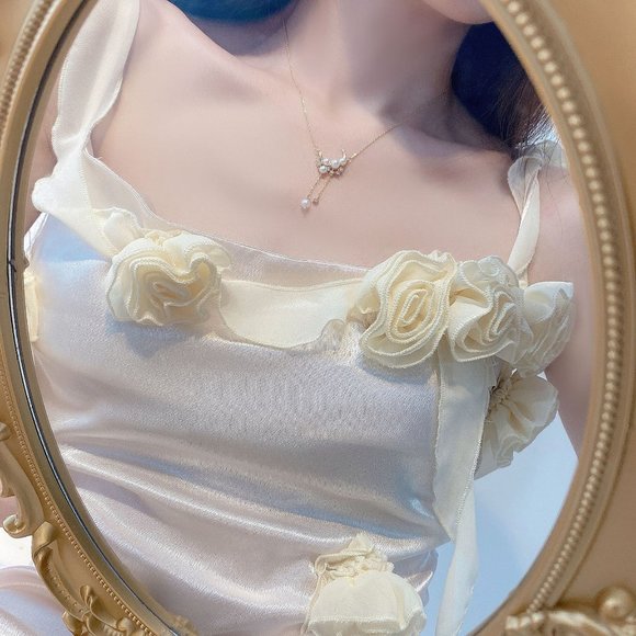 NEW 14K Gold Plated Diamond Pearl Moon Necklace - Picture 4 of 8